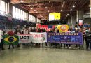 Em defesa dos trabalhadores auxiliares do transporte aéreo UGT participa de manifestação em GRU